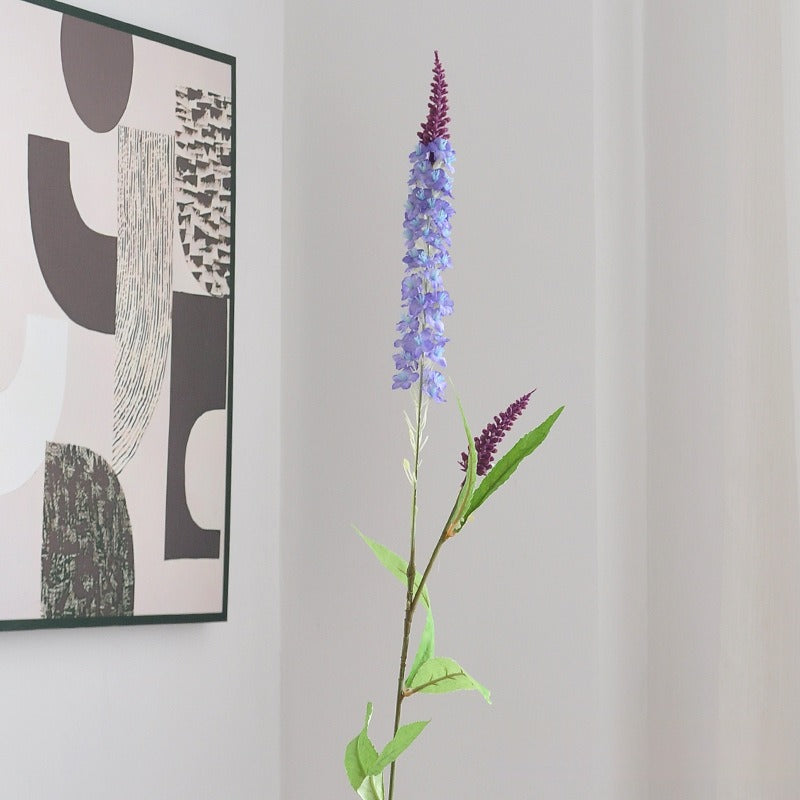 Künstliche Blumen, 1 Stängel mit 6 Blättern, Lavendel, Rittersporn & Katzenschwanzgras, 100 cm, für Hochzeitsdekoration, Ladenauslagen & Inneneinrichtung