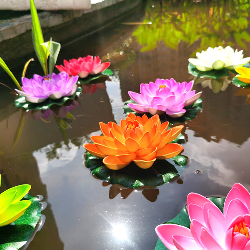 Künstliche schwimmende Seerosen & Lotusblüten – Wasserlilien, Teichdekoration, schwimmende Blumen für Gartenteich