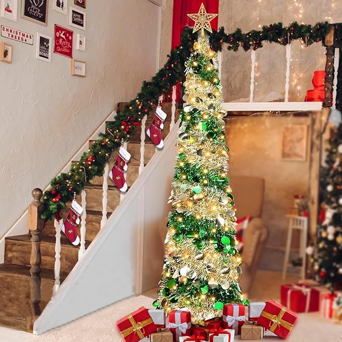1,5 m Glitzer-Weihnachtsbaum – Zusammenklappbarer Pop-up Künstlicher Tannenbaum