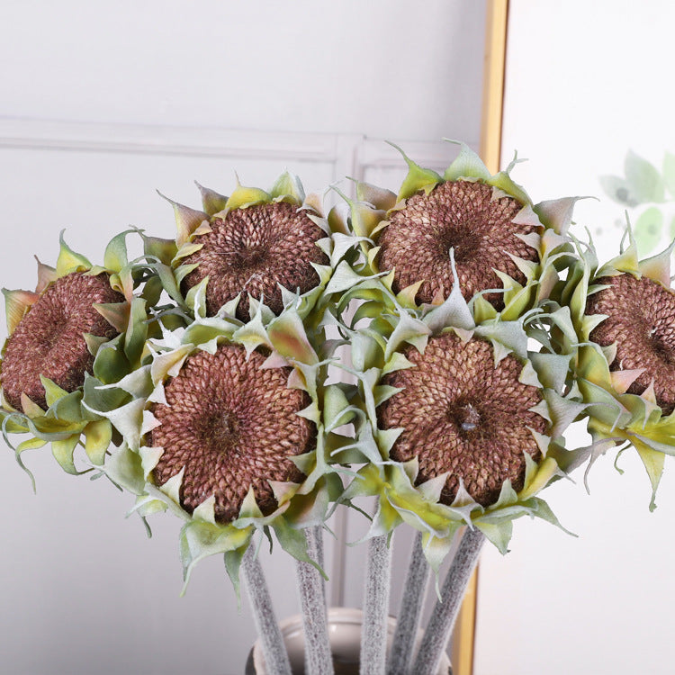 Künstliche Sonnenblume, Einzelstiel mit 1 Blüte, Kunststoff, biegbarer Stiel, für Hochzeit, Tischdeko und Außenbereich