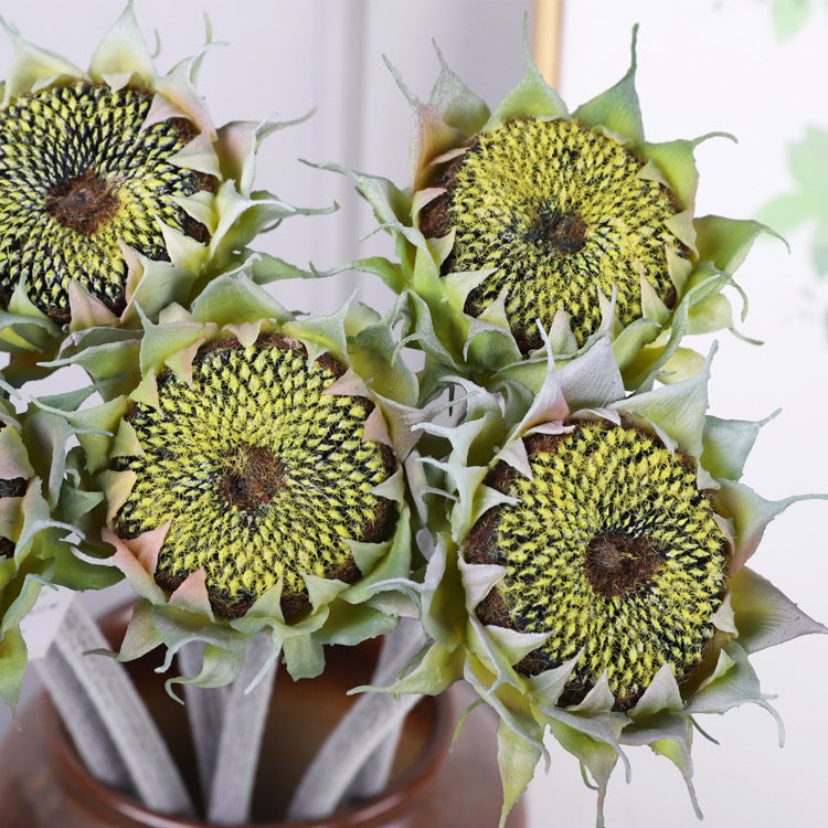 Künstliche Sonnenblume, Einzelstiel mit 1 Blüte, Kunststoff, biegbarer Stiel, für Hochzeit, Tischdeko und Außenbereich
