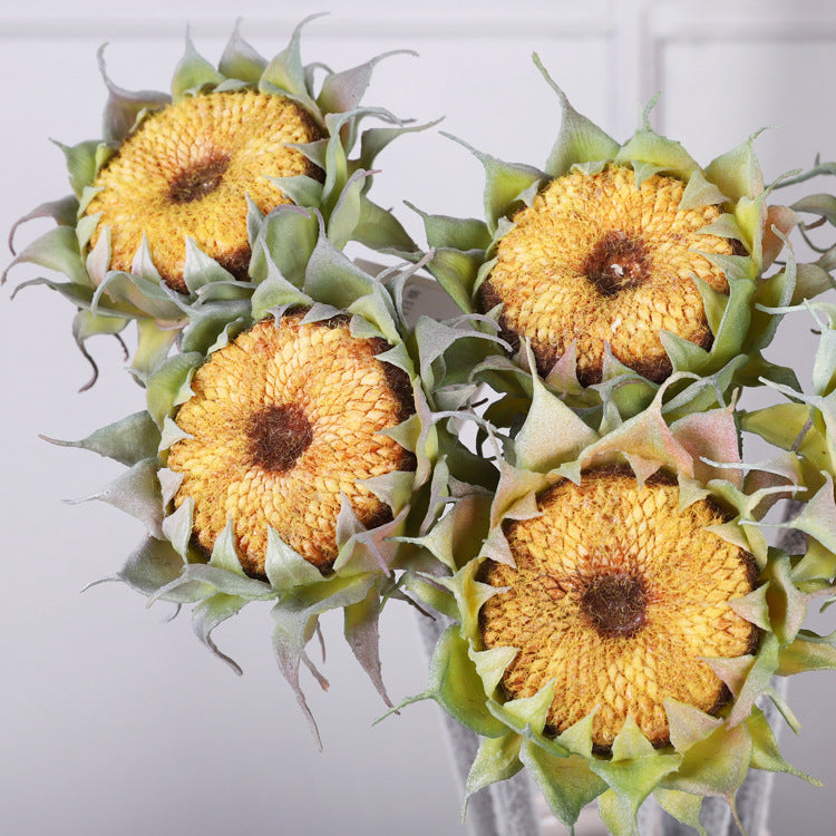Künstliche Sonnenblume, Einzelstiel mit 1 Blüte, Kunststoff, biegbarer Stiel, für Hochzeit, Tischdeko und Außenbereich