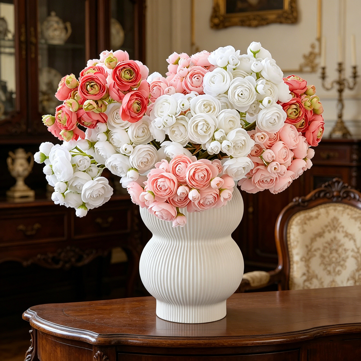 6 Stück Ranunkeln Kunstblumen – Seidige Fake Ranunkeln im Bulk, falsche Blumen als Füller für DIY Brautsträuße & Hochzeitsdeko