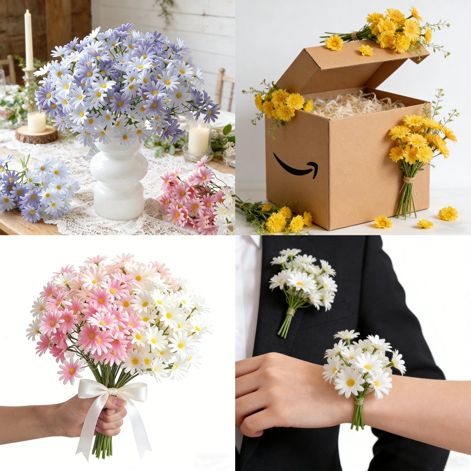 27 cm Gänseblümchenstängel, Realistische Seidenblumen für Hochzeiten, Handarbeiten & DIY-Projekte