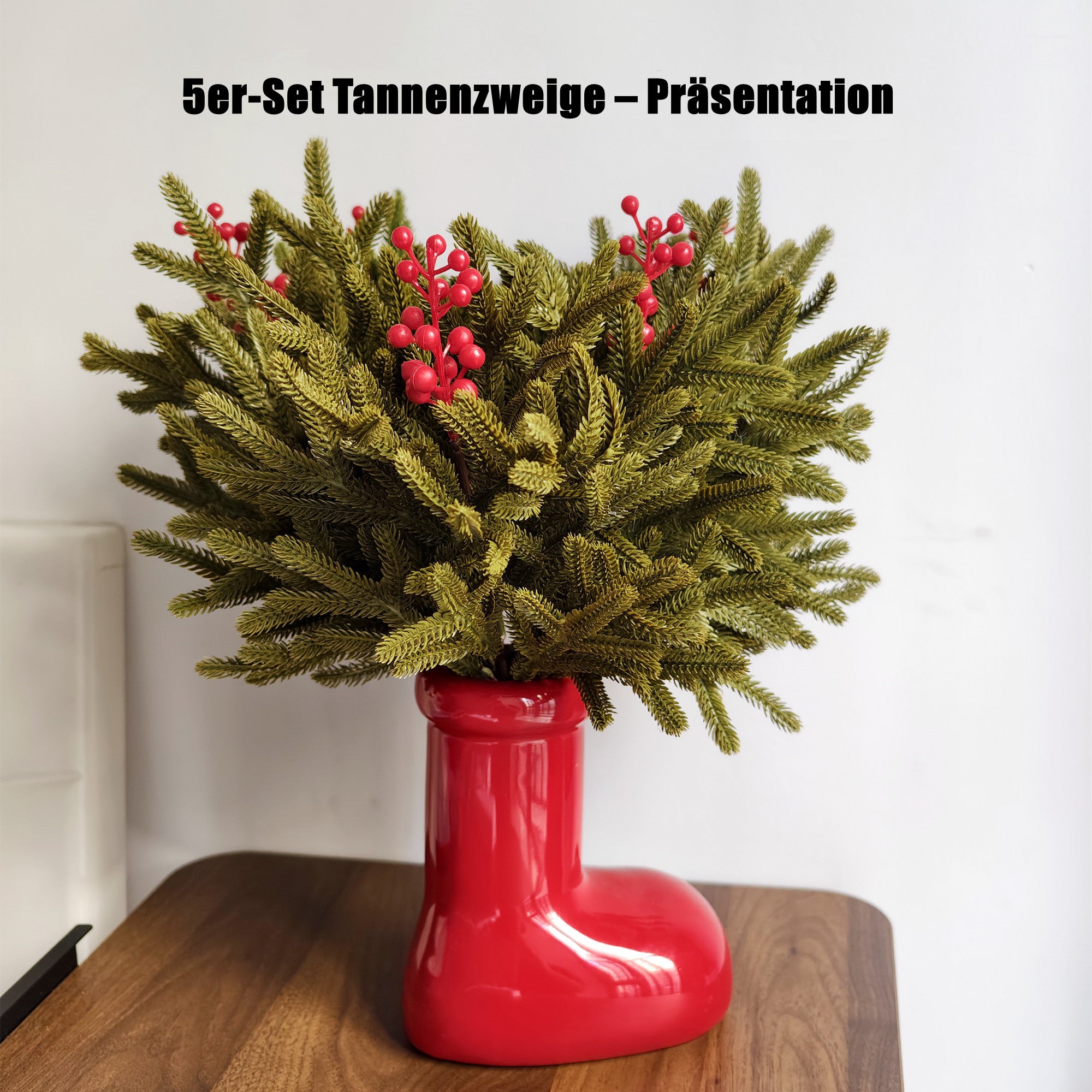 40 cm-Tannenzweige (Norfolk-Kiefer) mit Holunderbeeren