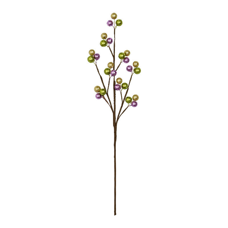 45 cm Künstliche Holly Beeren Zweige - Buntmischung Lila Gold Grün | Weihnachtsdeko für Christbaumschmuck Adventskranz Türkranz