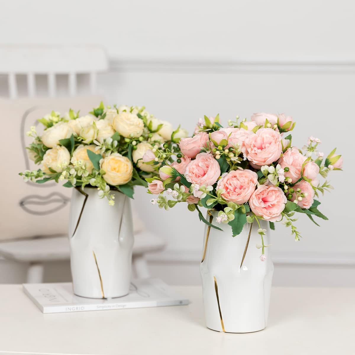 4er-Pack künstliche Pfingstrosen, 32 cm – Tischdekoration für Hochzeiten, Partys und Wohnbereich