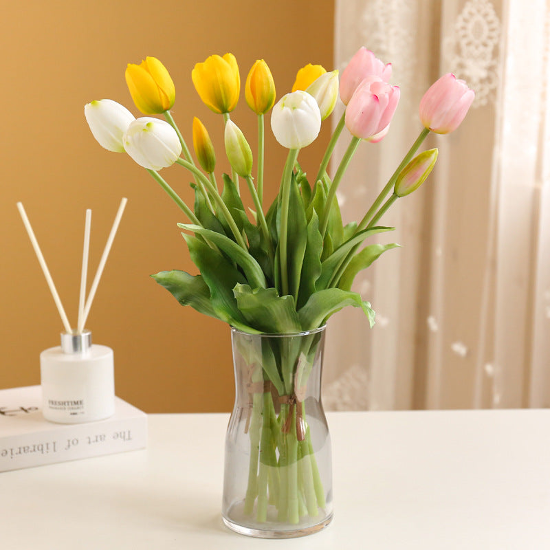 Künstlicher Tulpenstauß  | 5 Stiele (3 Blüten + 2 Knospen) | Latex | UV-beständig | Frühjahrs- & Gartendeko | 9 Farben