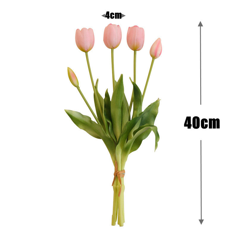 Künstlicher Tulpenstauß  | 5 Stiele (3 Blüten + 2 Knospen) | Latex | UV-beständig | Frühjahrs- & Gartendeko | 9 Farben