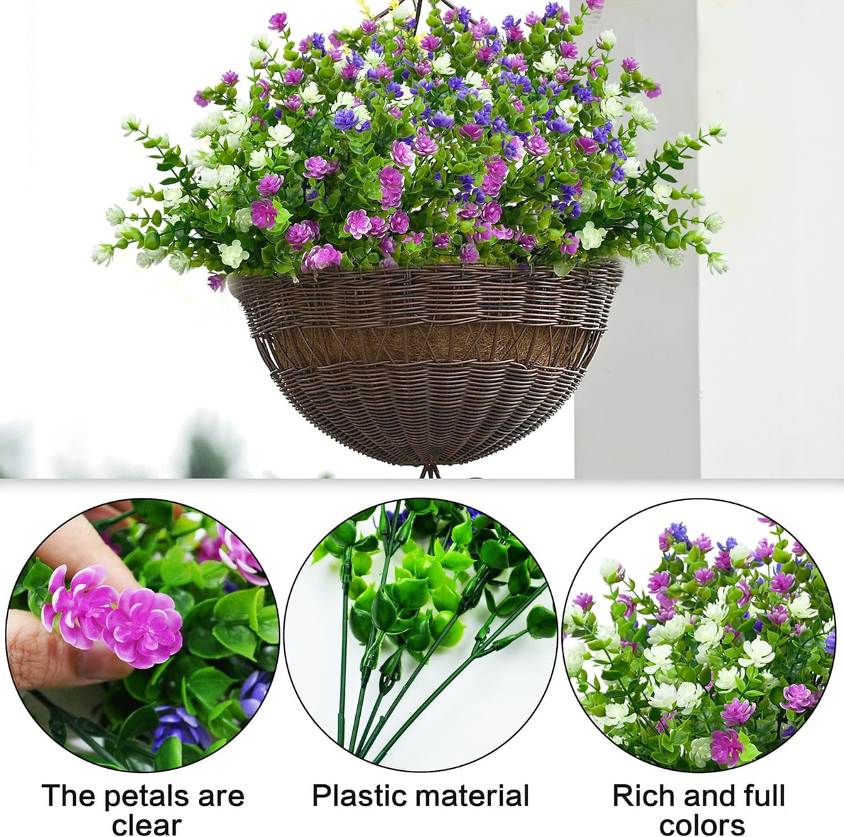 6er-Set Kunstblumen (35 cm) – wetterfest & UV-beständig für Balkon & Außenbereich
