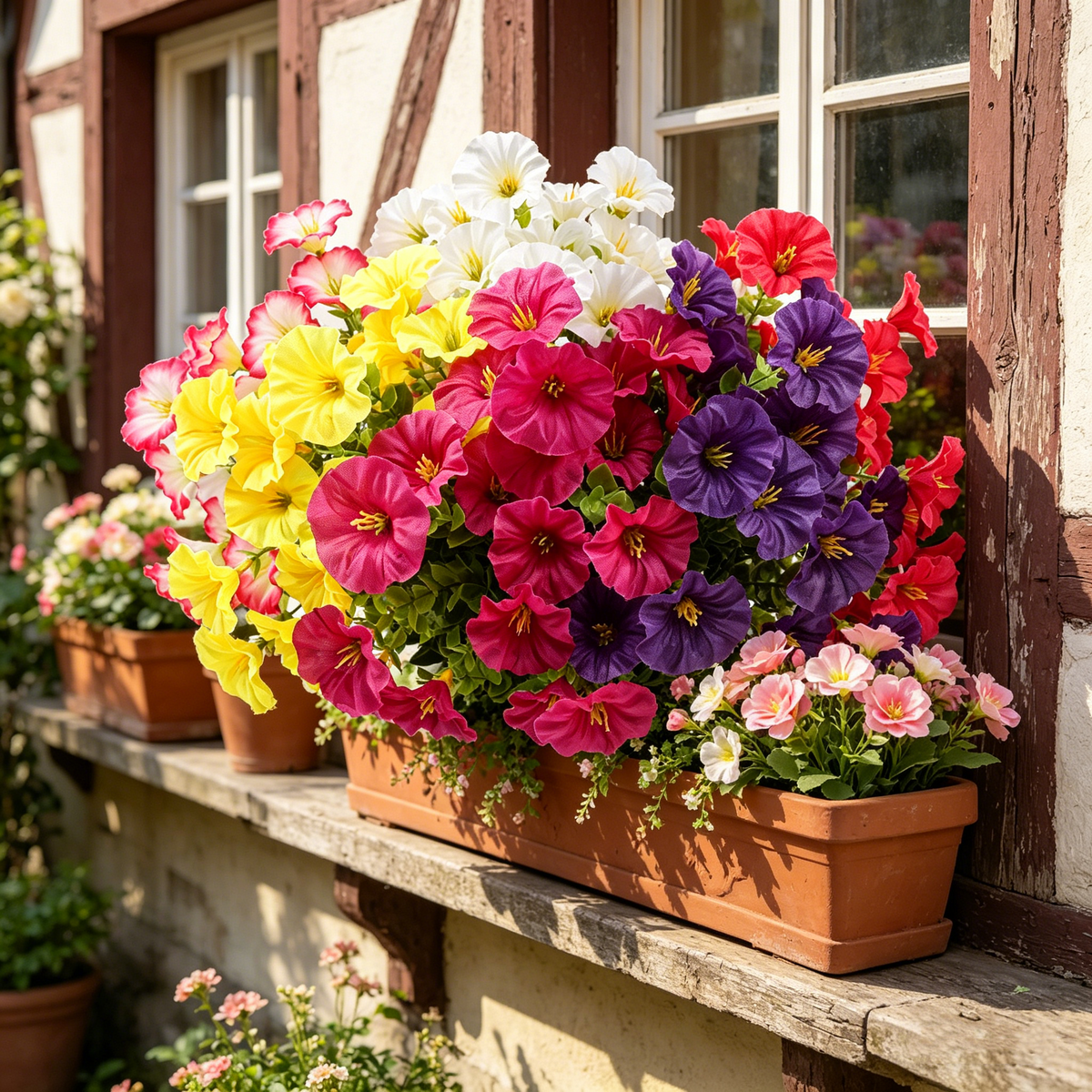 9er-Set Kunstblumen wie Echt – UV-beständig & wetterfest für Balkon & Garten, pflegeleichte Frühlings- und Sommerdeko