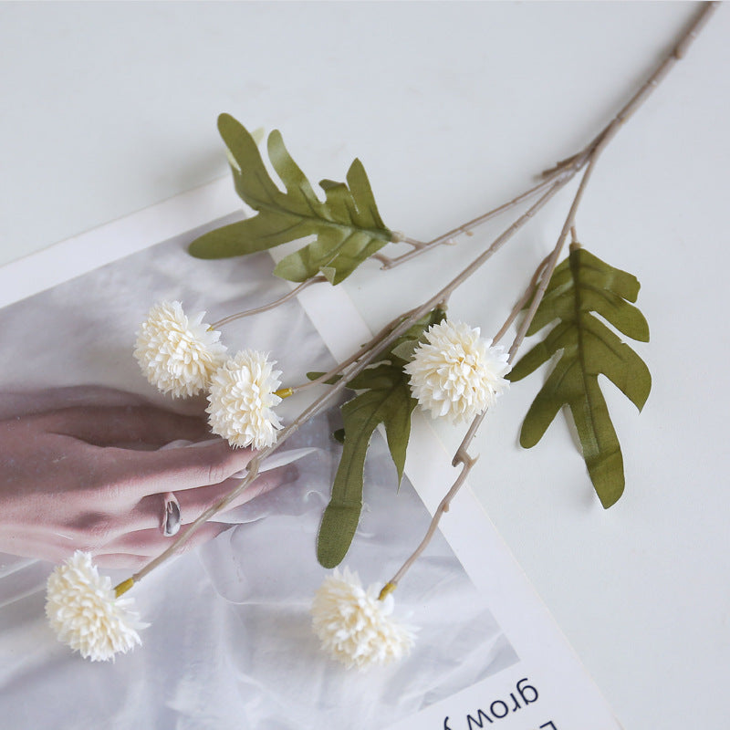 Künstlicher Kiku Stiel 66 cm, Chrysantheme Pompon Blume, realistischer Künstliche Gänseblümchen für hohe Vasen, Hochzeitsdeko, Event & Wohnkultur