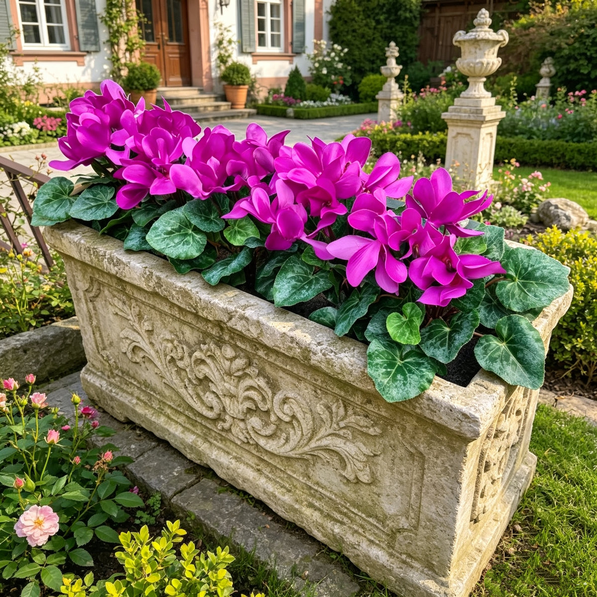 25 Stück Kunstblume Alpenveilchen Cyclame 35cm – UV-beständig & wartungsfrei – Ideal für Wohnzimmer, Büro, Balkon & Hochzeitsdeko