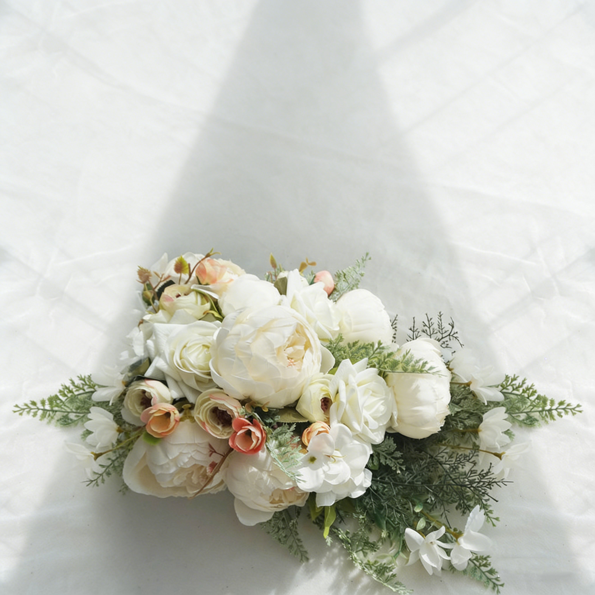 Eleganter Kunst-Pfingstrose-Rosen Brautstrauß Tropfenform, Wiederverwendbarer Hochzeitsstrauß für Braut, Stilvoll & Langanhaltend