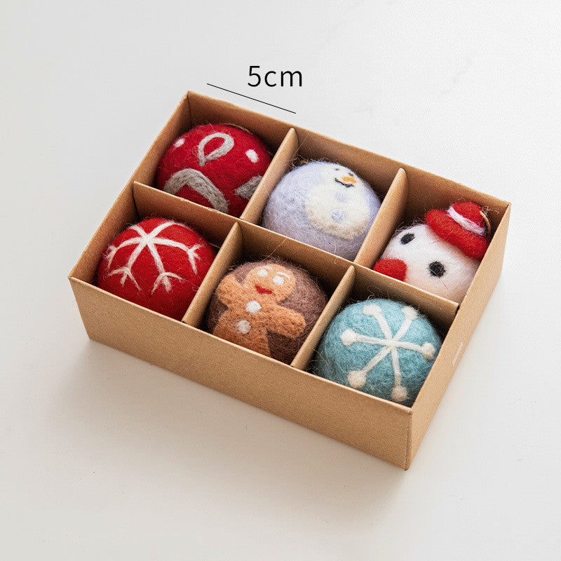 6 Stück Filzschneeflocke & Christbaumkugel – handgemachte Weihnachtsdekoration