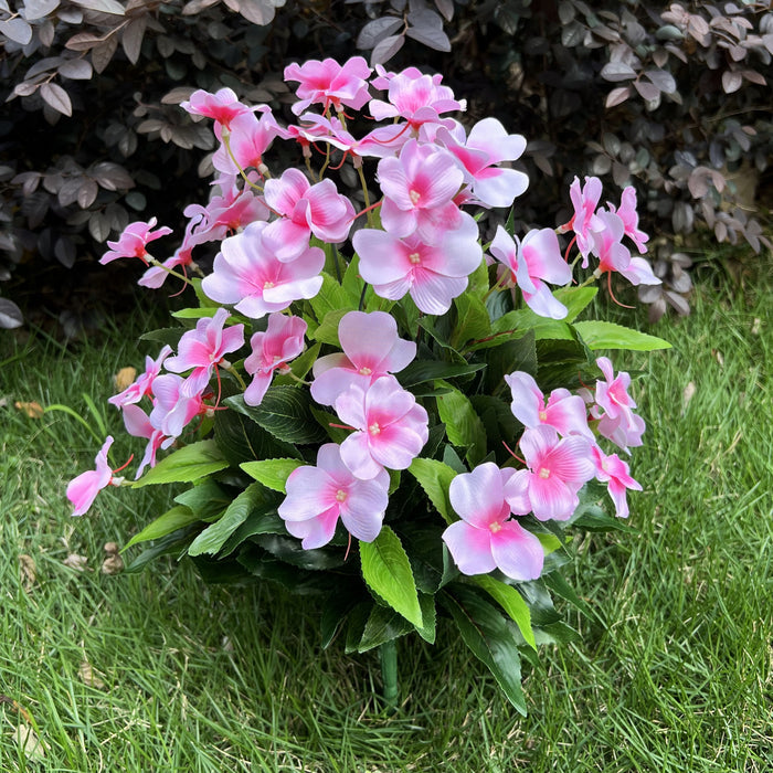 Großhandel Großer Impatiens-Sträuch mit 24 Stängeln – künstliche Außenblumen, UV-beständig