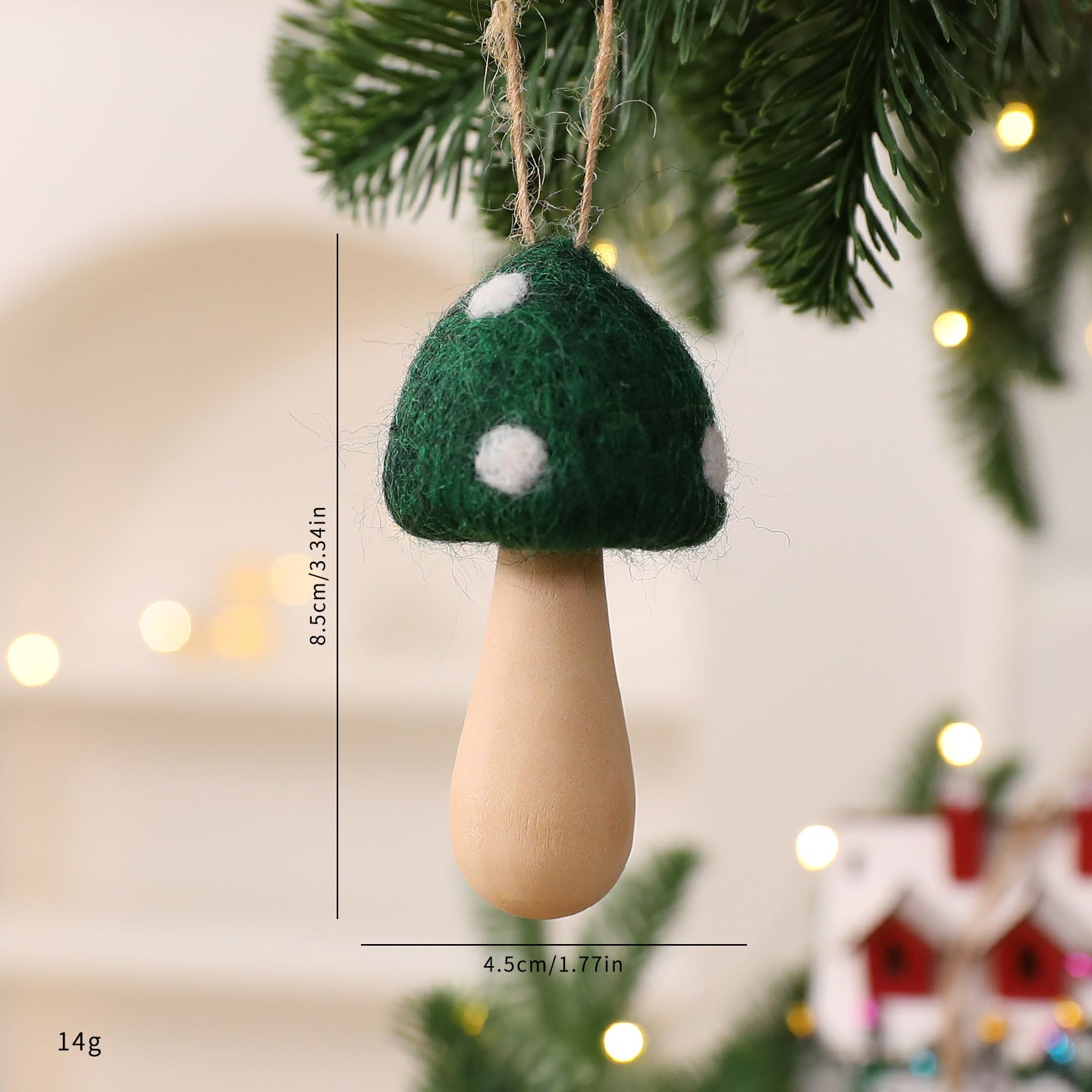 3 Stück Handgemachter Pilz-Weihnachtsbaumanhänger – von nepalesischen Kunsthandwerkern gefertigt