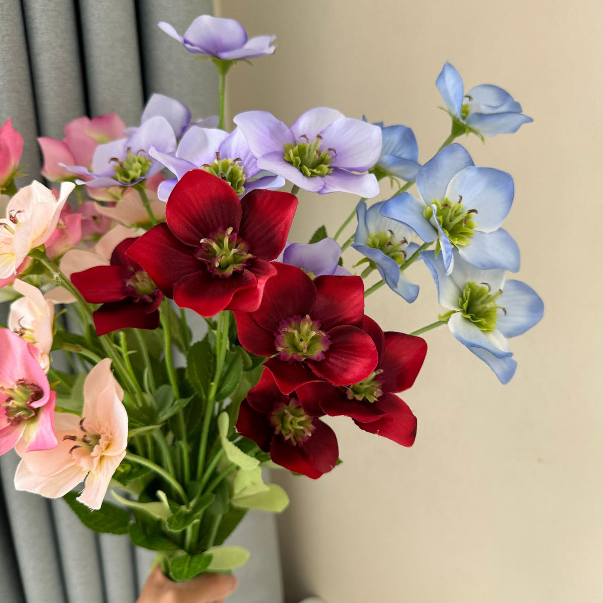 58cm Helleborus Kunstblumen Winterblumen Deko