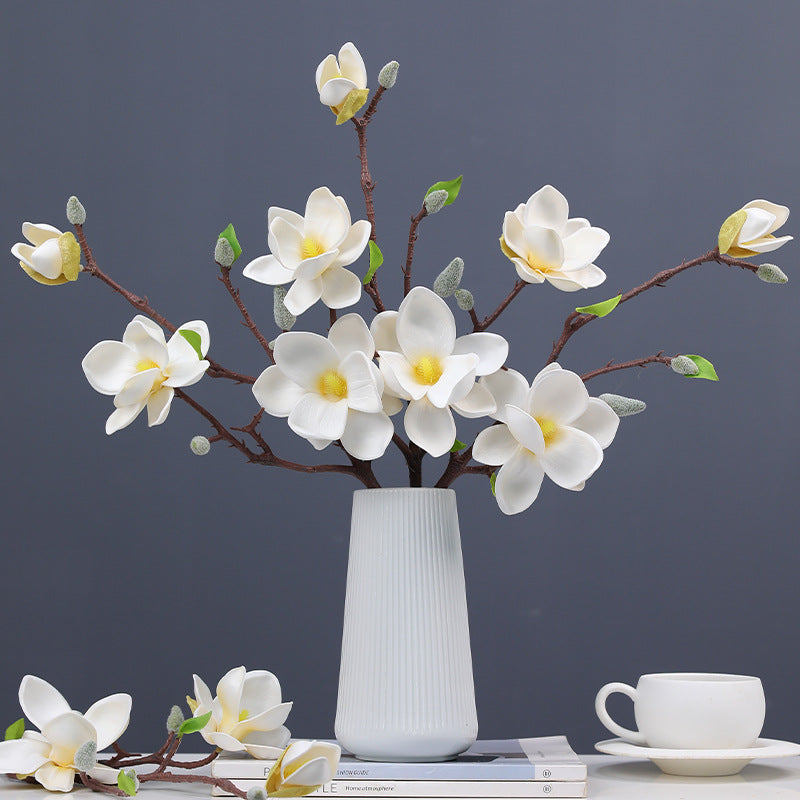 Künstliche Magnolie 51 cm | Realistische EVA-Kunstblume für Vase, Hochzeit & Wohndeko