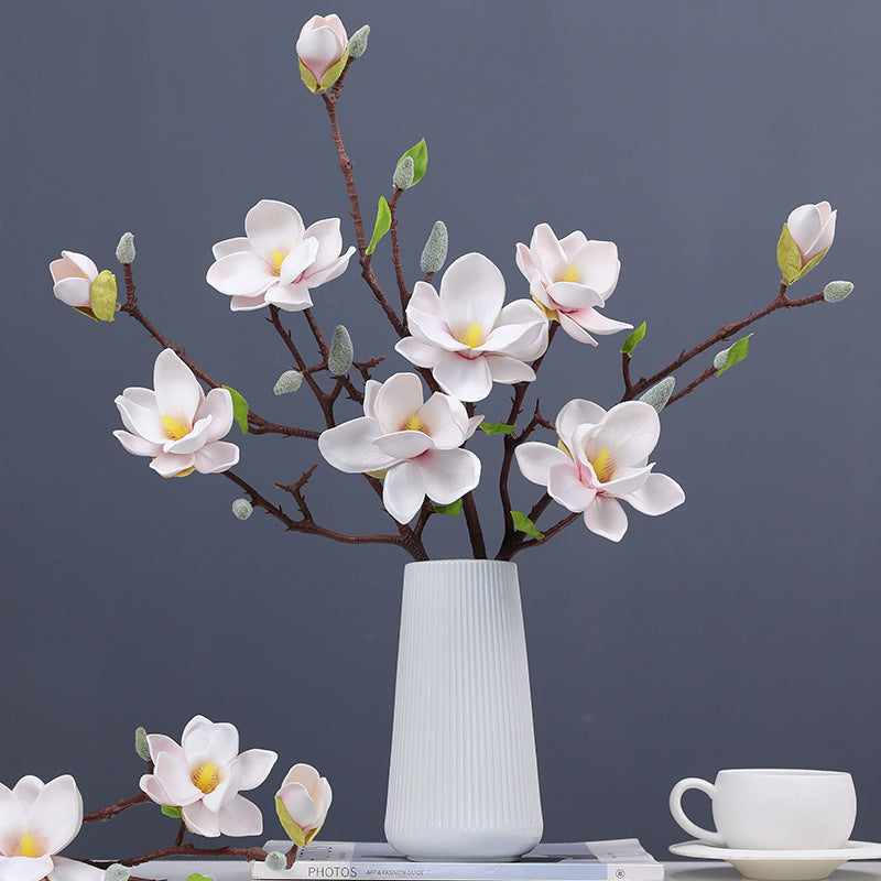 Künstliche Magnolie 51 cm | Realistische EVA-Kunstblume für Vase, Hochzeit & Wohndeko
