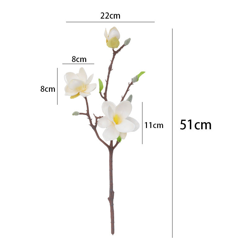 Künstliche Magnolie 51 cm | Realistische EVA-Kunstblume für Vase, Hochzeit & Wohndeko