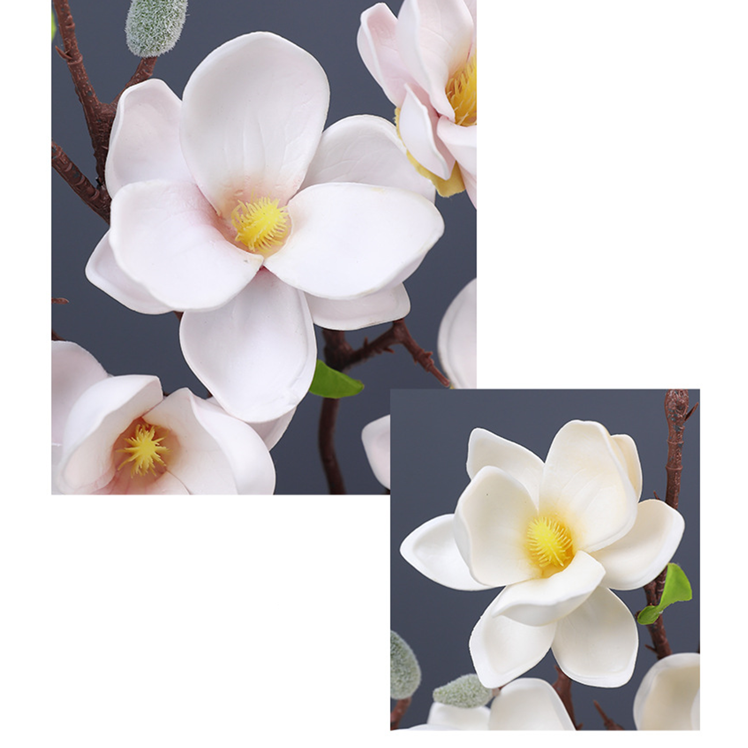 Künstliche Magnolie 51 cm | Realistische EVA-Kunstblume für Vase, Hochzeit & Wohndeko