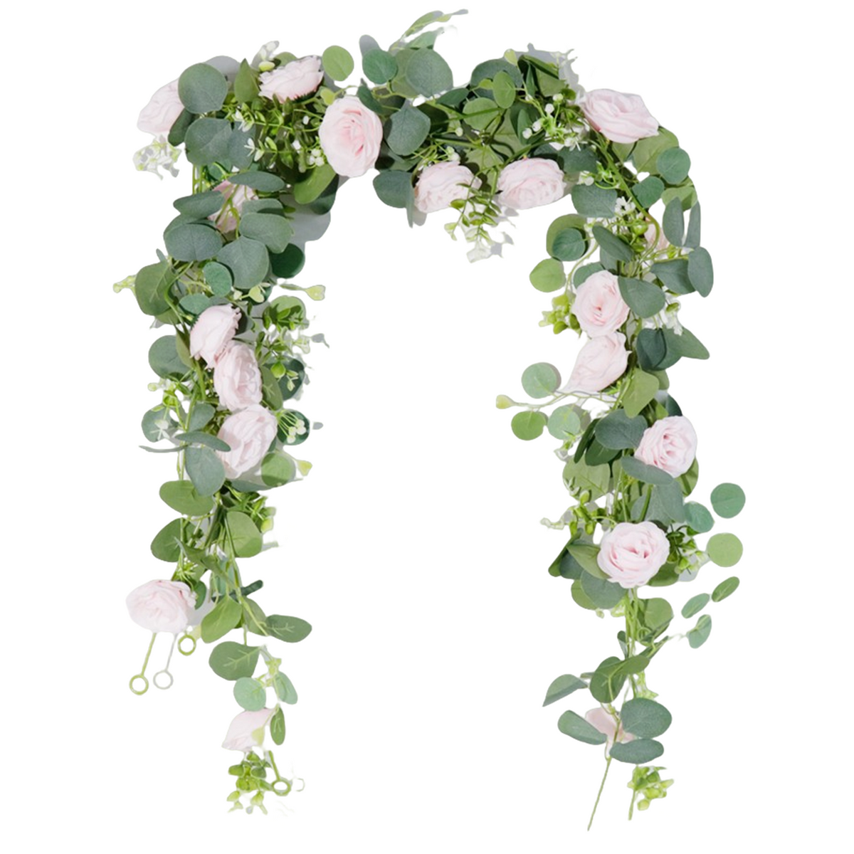 2PCS 1.7m Künstliche Blumengirlande Eukalyptus Girlande mit Pfingstrosen Künstlich Blumengirlande Deko Kunstblumen Seidenblumen Frühling Girlande für Outdoor Indoor Hochzeit