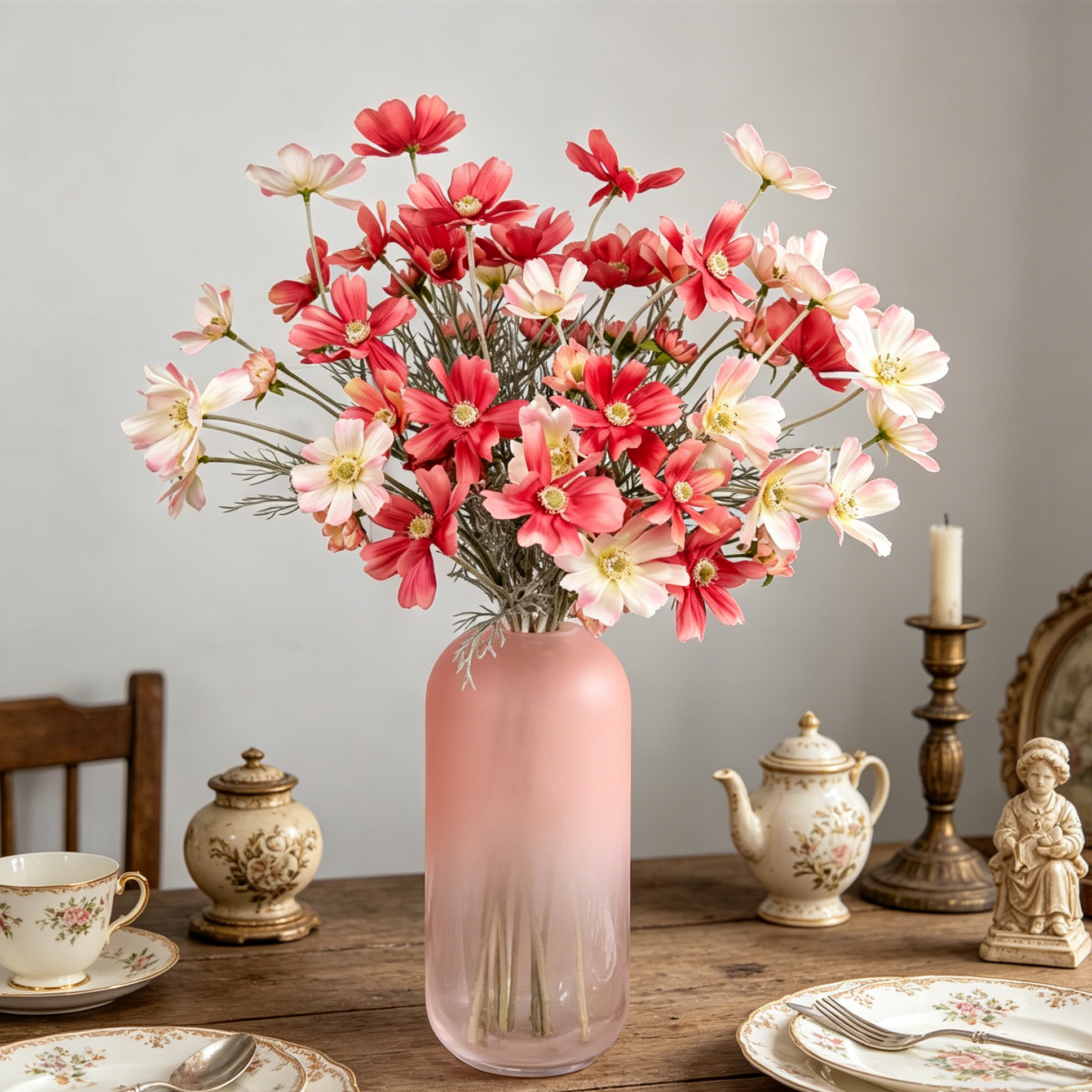 Künstliche Kunstblumen & Kosmos Pflanzen für Drinnen & Draußen – Stoffblumen Dekoration & Kunsthandwerk für Hochzeit, Bankett, Blumenparty, Zuhause, Hotel