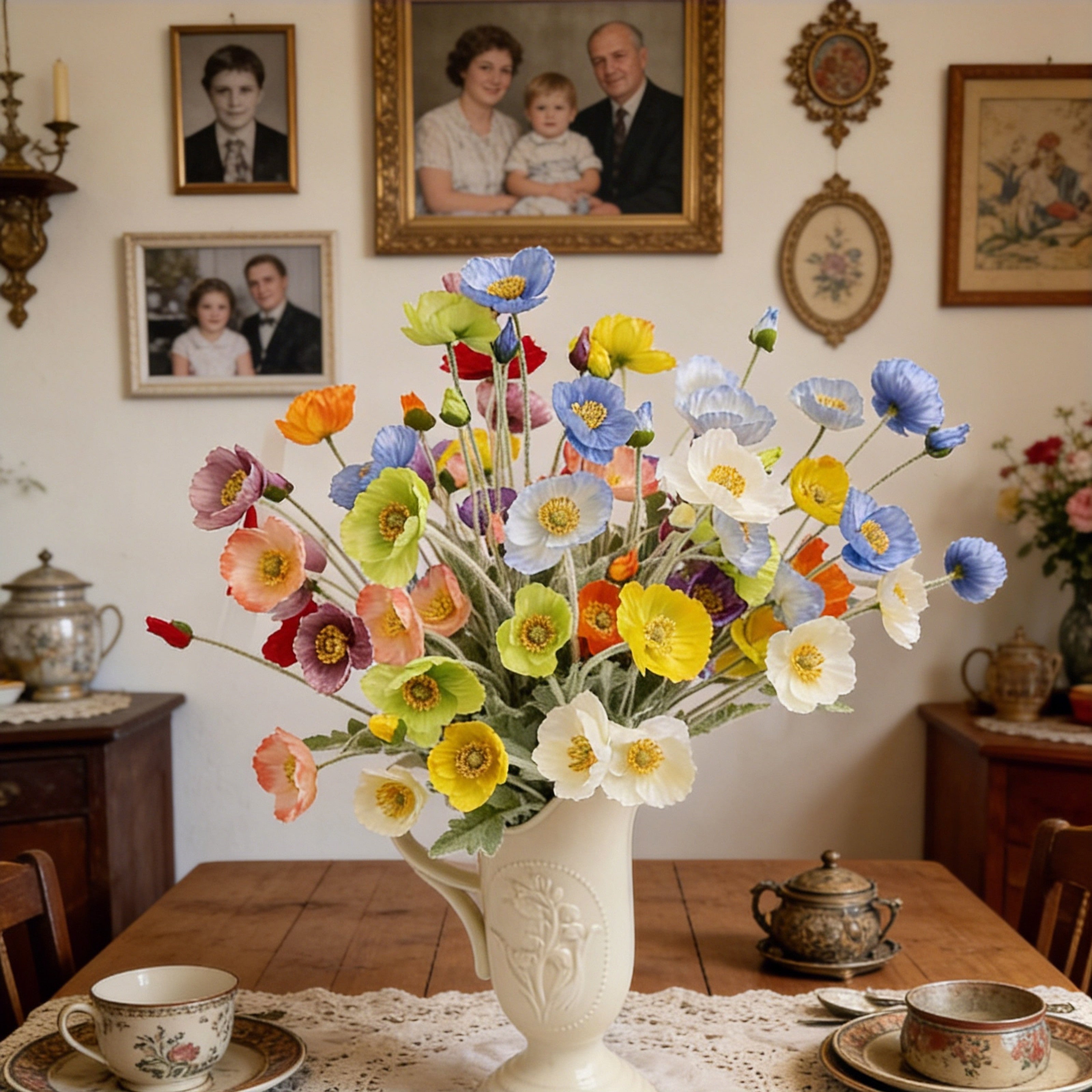 60cm künstliche Mohnblumen Realistische Kunstorchidee für Blumenarrangements, Home Decor, Bürodekoration, Hochzeitszentren, DIY-Projekte