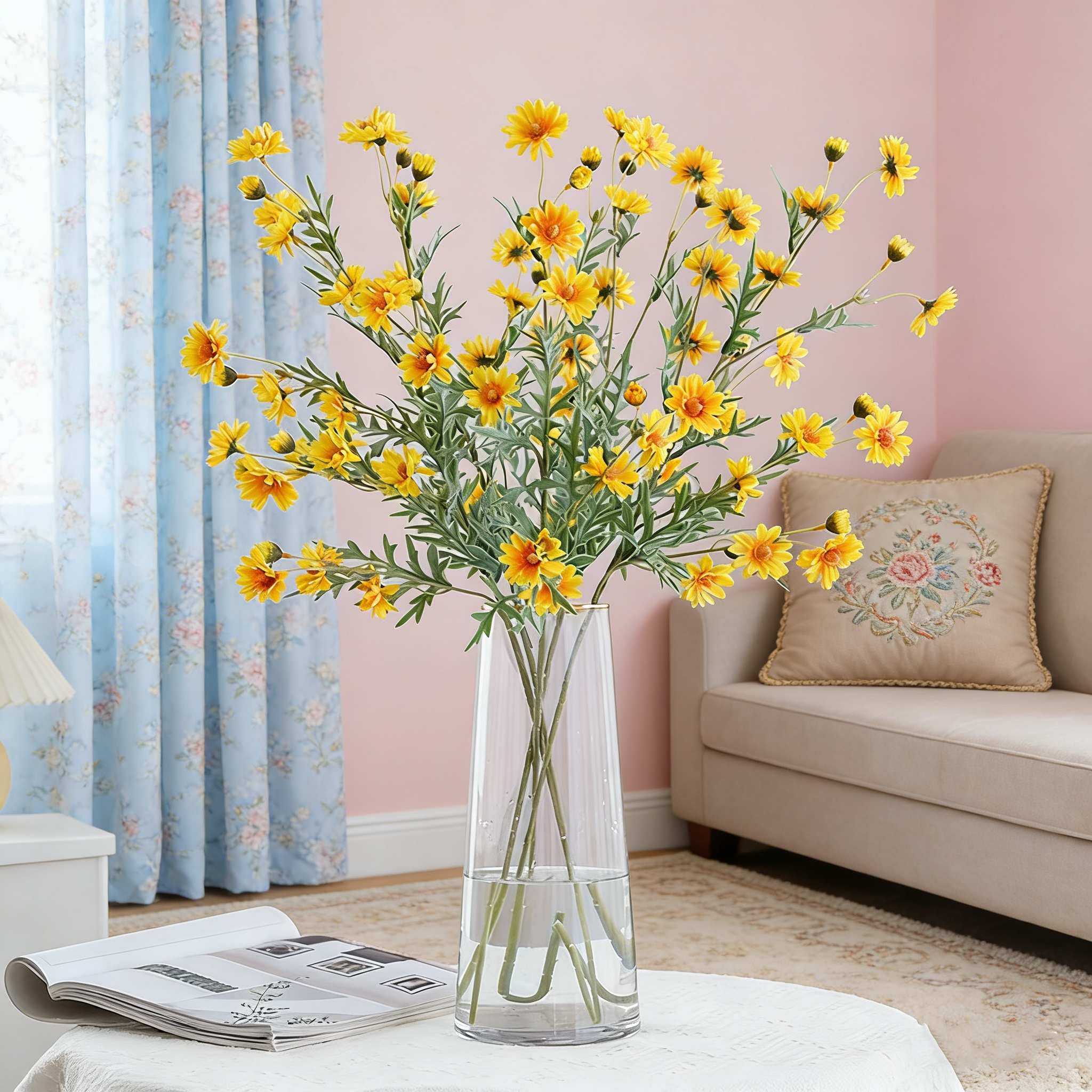 73 cm Künstlicher Gänseblümchen Kamille Zweig – Seidenblume, Frühlingsdeko