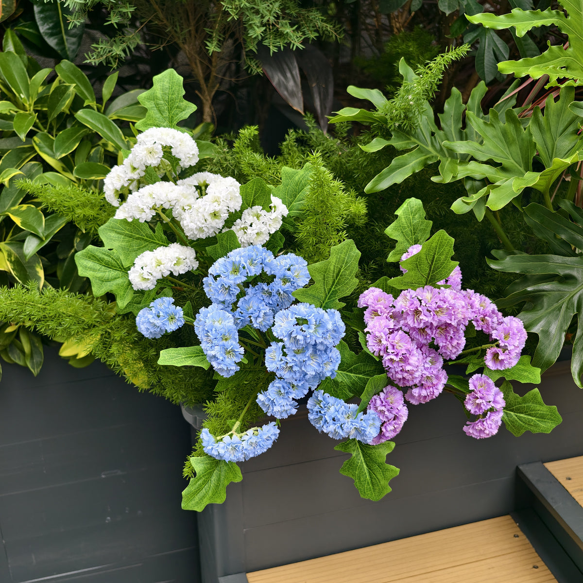 UV-Schutz Kunstblumen Vergissmeinnicht für Draußen | Wetterfester künstlicher Wildblumenstrauß für Balkon、Garten & Außenbereich | Pflegeleichte Frühlings & Sommerdeko
