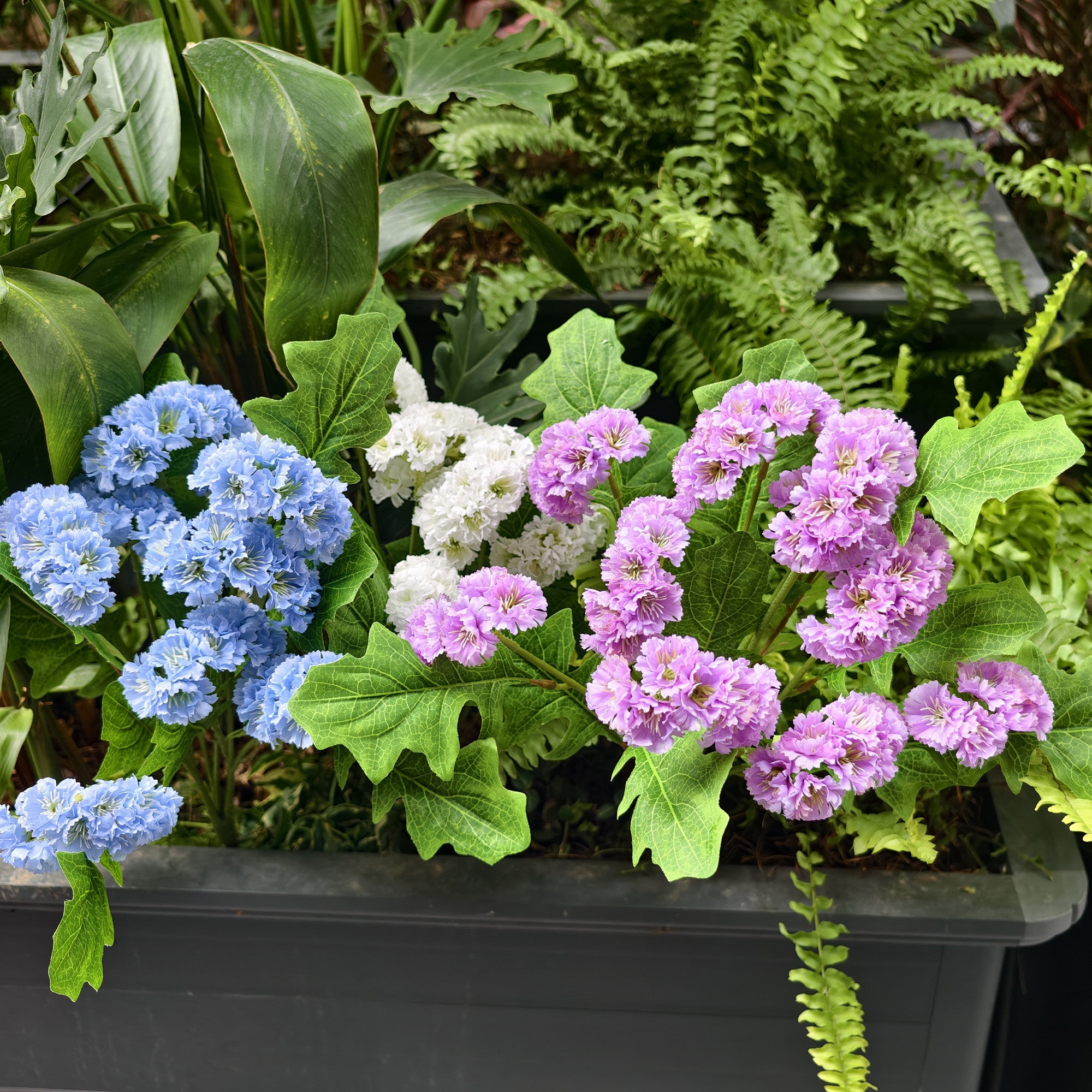 UV-Schutz Kunstblumen Vergissmeinnicht für Draußen | Wetterfester künstlicher Wildblumenstrauß für Balkon、Garten & Außenbereich | Pflegeleichte Frühlings & Sommerdeko