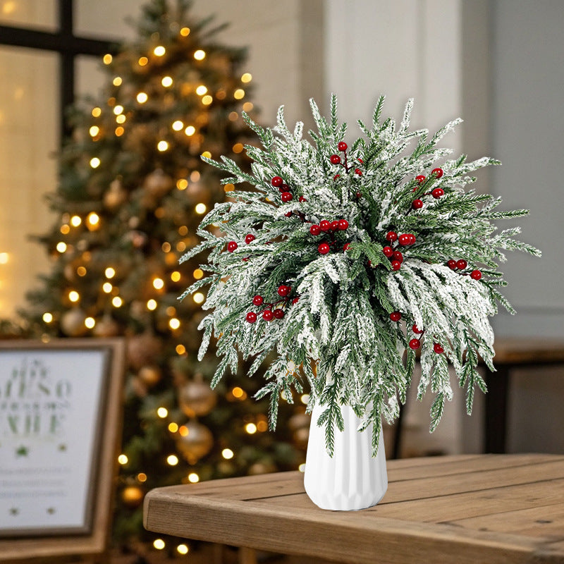 Künstliche Rote Beerenstängel & Weihnachts-Tannennadeln – DIY-Deko für Weihnachtsgirlanden, Kränze & Blumenarrangement