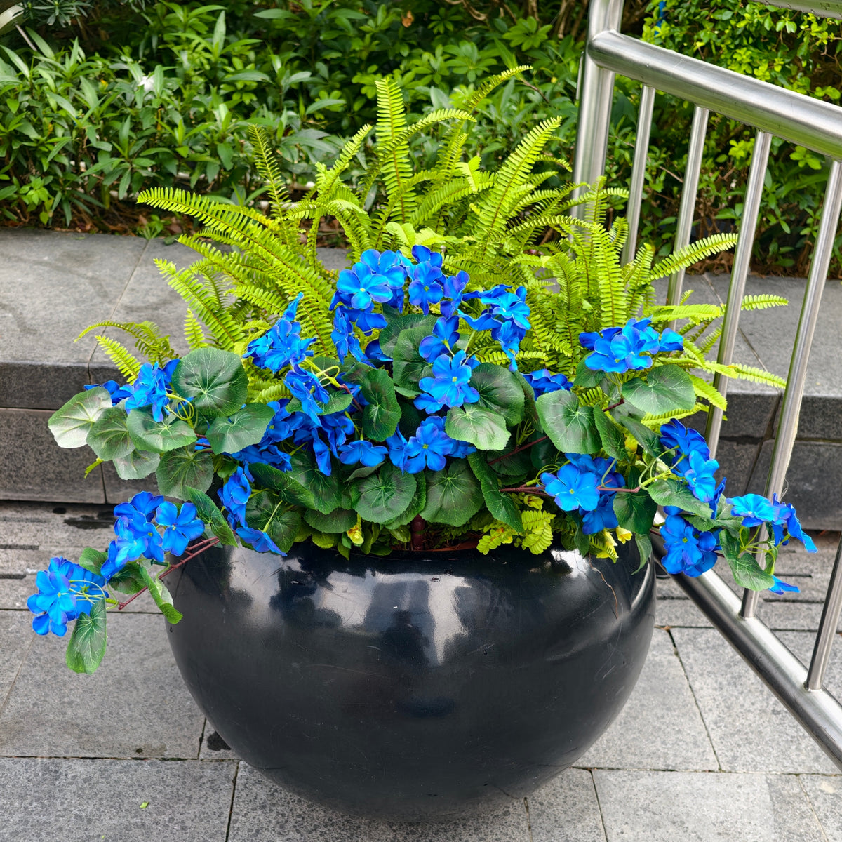 Langstielige Kunst-Geranien – UV-beständige Seidenblume, verblasst nicht, lebensechter Strauch für Garten, Balkon, Terrasse & Wohnbereich