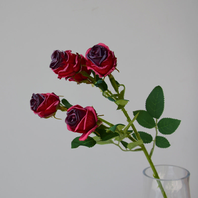43 cm Lebensechte künstliche Mini-Rosen mit verbrannten Rändern: Heim- & Hochzeitsdekoration & DIY