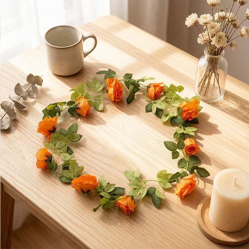 Künstliche Rosengirlande, 230 cm, Rosenranke mit 10 Blütenköpfen, Kunststoff, für Hochzeit, Deko & Gewerbe