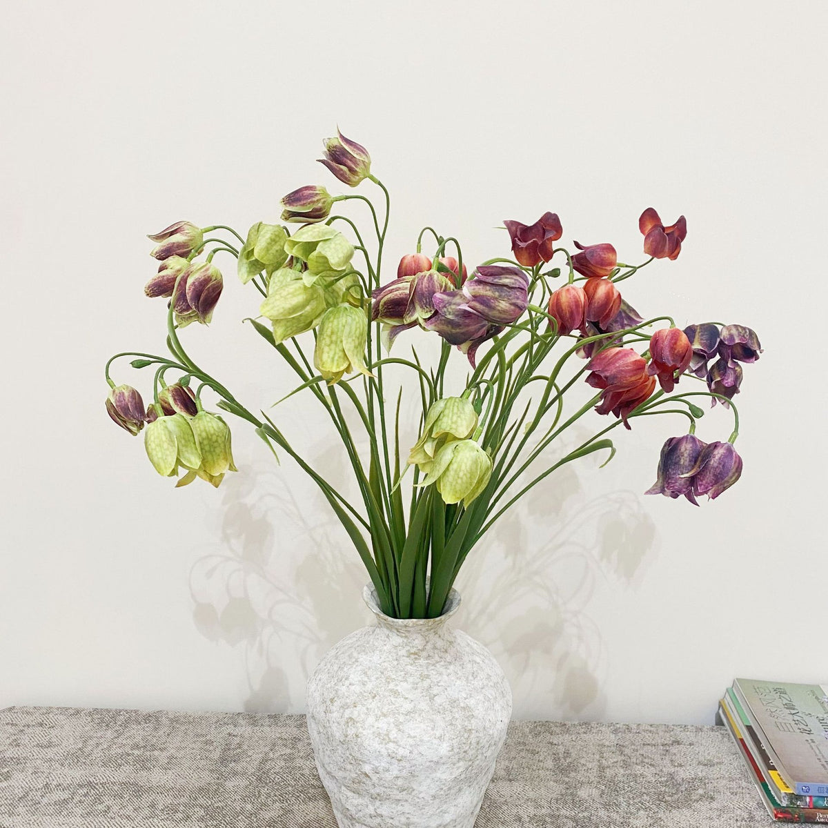 Künstliche Fritillaria-Imperialis-Blüte, 70 cm hoher Strauß mit 5 Blüten, hochwertige Kunststoff- und Seidenstoff-Blumen für Hochzeitsdekoration und Innenraum