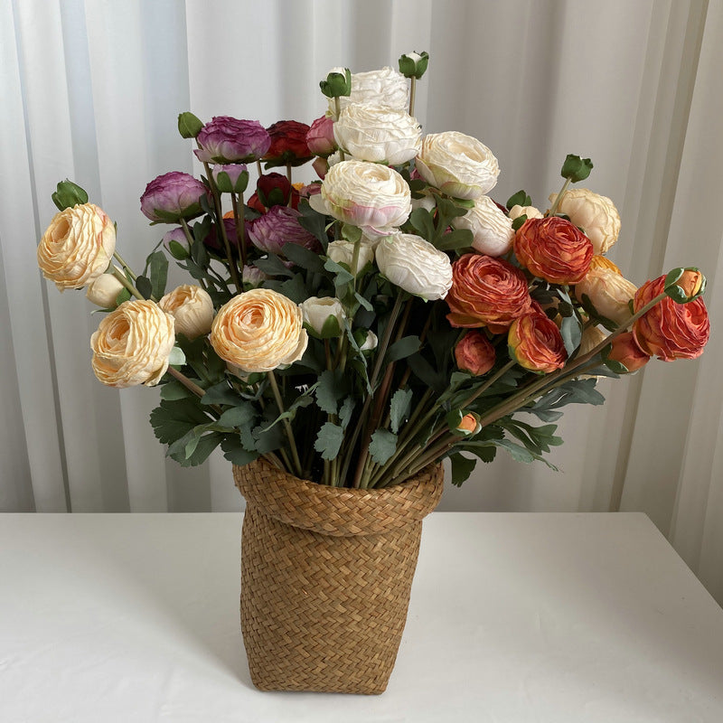 Künstliche Seidenblumenstrauß mit 9 Blüten, 55 cm, ländlicher Stil, für Hochzeiten und Innendekoration