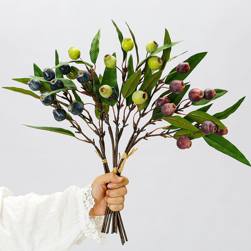 Künstlicher Obstbaum-Zweig mit Blättern, 45 cm, 9 Blätter, Buschform, für Hochzeiten, Innendekoration und kommerzielle Räume