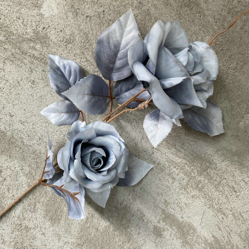 Künstliche Iris-Rose, 1 Stiel mit 2 Blüten, 80 cm Höhe, aus Seidenstoff, für Hochzeiten und Wohnaccessoires