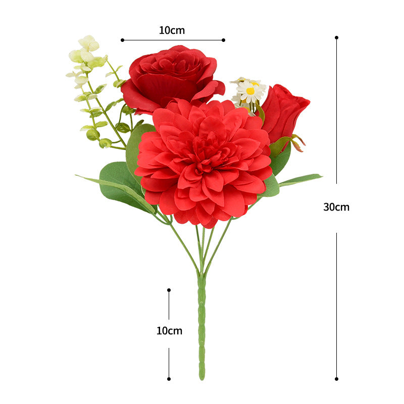 Künstliche Seidenblumen Pfingstrose/Dahlie Busch 30 cm, Landhausstil, Hochzeit Dekoration, Büro, Hotel, Schaufenster