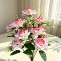Künstlicher Rosenstrauß mit 18 Blüten, 40 cm hoch, modern, für Hochzeit, Dekoration, Innen- und Außenbereich