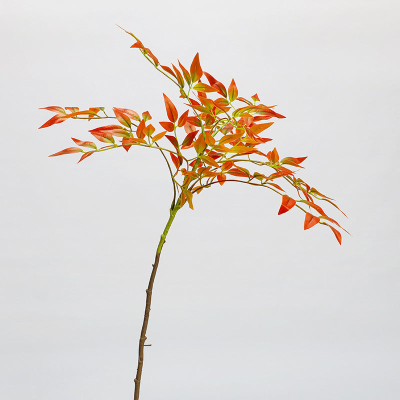 Künstlicher Nandina-Zweig, 110 cm, Einzelstiel mit 22 Blättern, für Innenraumdekoration, Hochzeitsfloristik und Gewerberäume