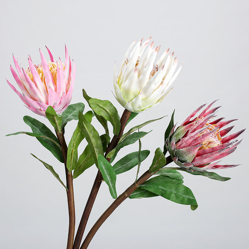Künstliche Protea-Königsblume, einzelner Stiel, 56 cm Länge, für Hochzeitsdekoration und Inneneinrichtung