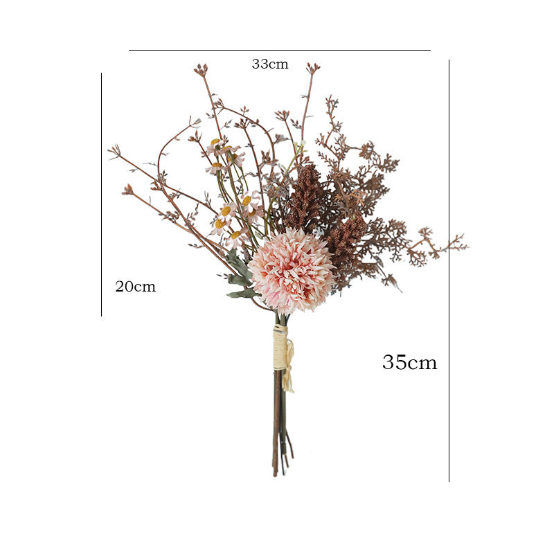 Künstliche Pusteblumen & Weizenähren Bouquet, Kunstblumen-Strauß aus Kunststoff, 35 cm, für Hochzeit, Dekoration und Gewerbe