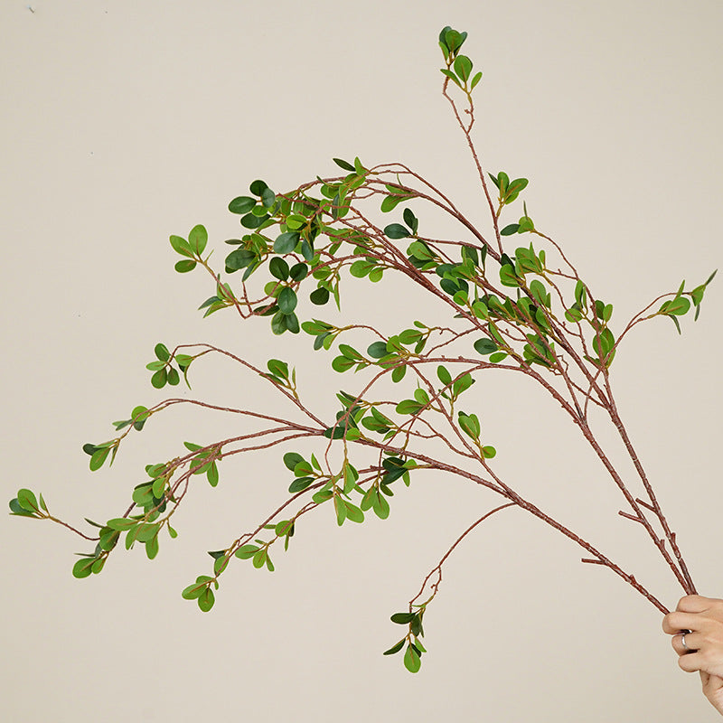 Künstliches Milan-Blatt, Banyan-/Ficus-Zweig mit Blättern, Einzelzweig 1 Stück, Kunstseide-Stoff, 87 cm, für Hochzeit & Schaufenster