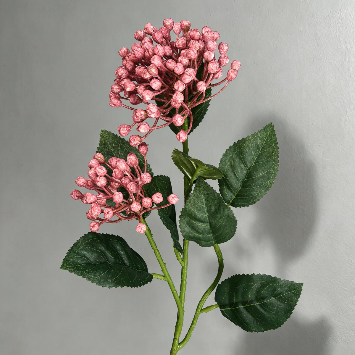 Künstlicher Wildfrucht-Zweig, Kunstblumen-Busch mit 2 Fruchtköpfen, Kunststoff, 54,5 cm, für Deko & Hochzeit