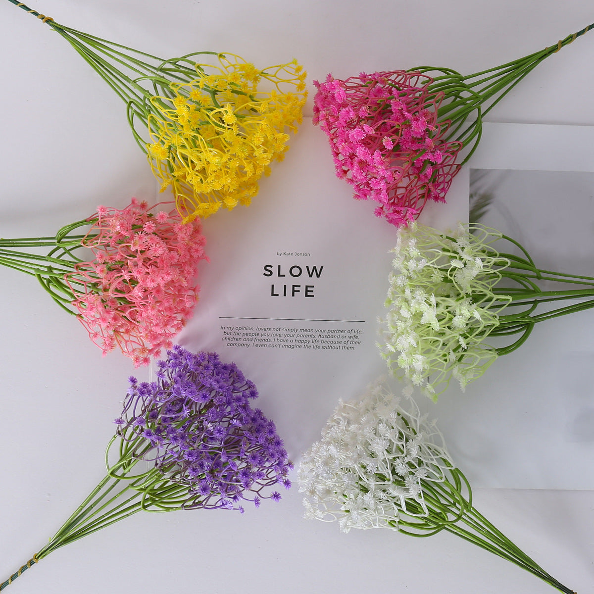 10 Kunststoff-Gypsophila (Schleierkraut) Bündel, je 30 cm, für Hochzeitsdekoration, Trauerkränze, Café-Deko, langlebig & pflegeleicht