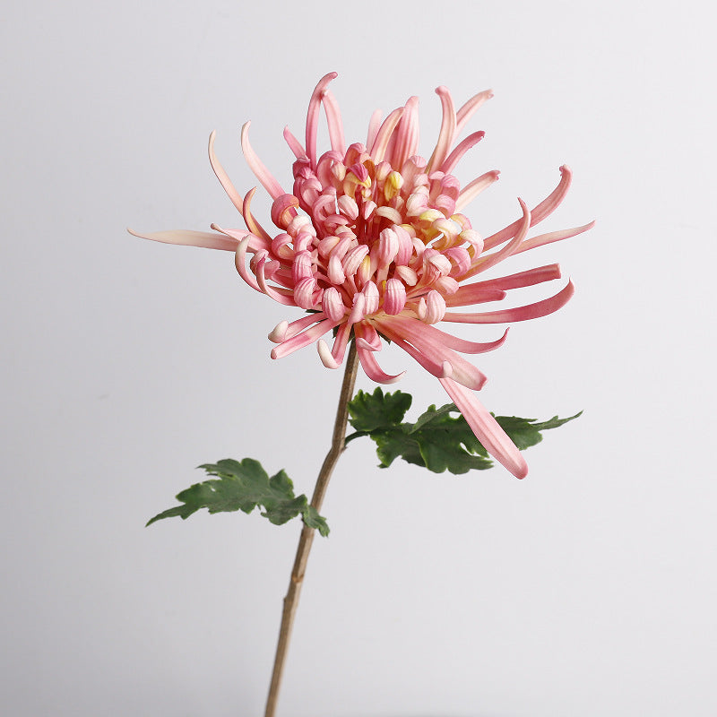 Künstliche Chrysantheme, einzelner Stiel mit 1 Blüte (20 cm Durchmesser), 72 cm hoch, PU-Material, für Hochzeitsdekoration und Innenraum
