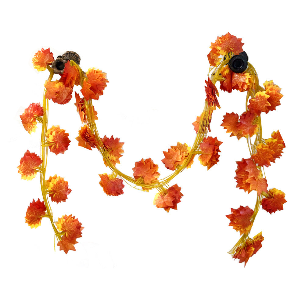 Künstliche Ahornblatt-Girlande Herbst, rote Ahornblätter, 12 Ranken à 31 Blätter, Kunstseide, für Hochzeit und Dekoration